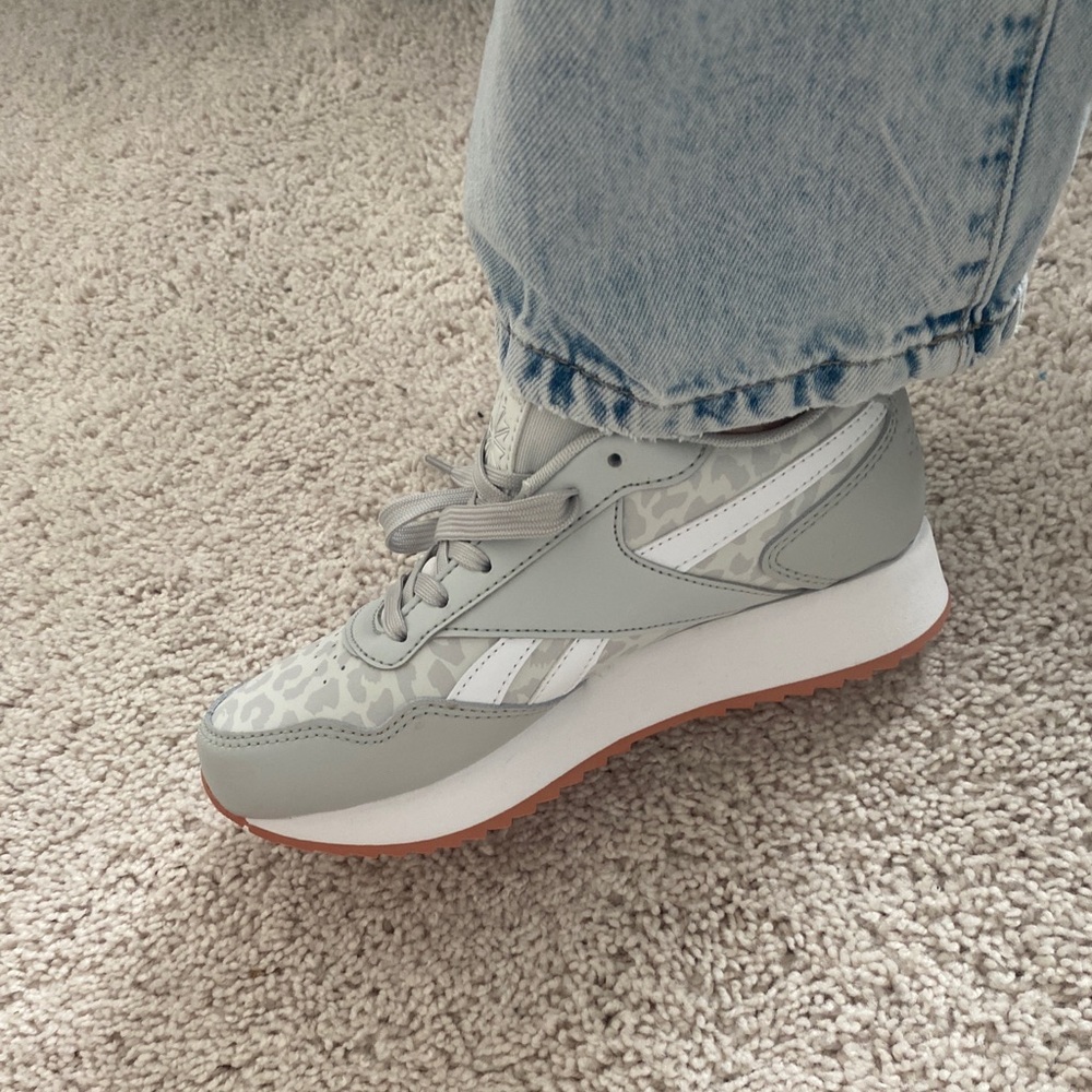 Reebok CL Harman Ripple Double Leopard Gray Running Sneakers